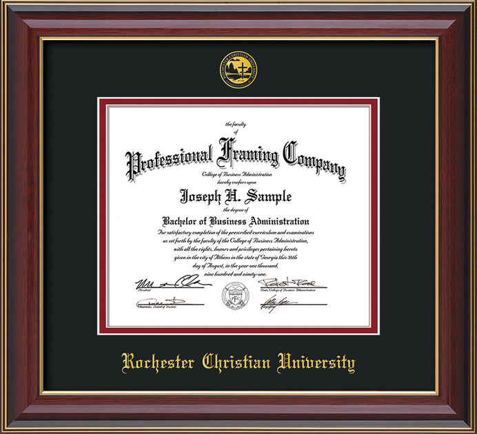 Rochester Christian U Diploma FrameCherry LacquerSealBlack/Crimson