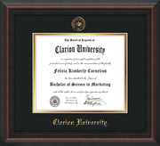 Image of Clarion University of Pennsylvania Diploma Frame - Mahogany Braid - w/Embossed Seal & Name - Black on Gold mat