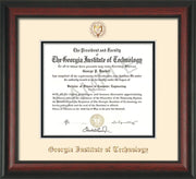 Image of Georgia Tech Diploma Frame - Rosewood - w/Embossed Seal & Name - Cream on Black mat