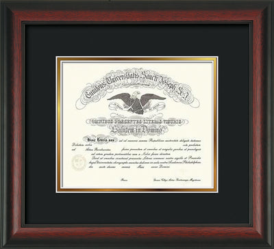 Image of Saint Joseph's University Diploma Frame - Rosewood - No Embossing - Black on Gold mat