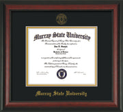 Image of Murray State University Diploma Frame - Rosewood - w/Murray Embossed Seal & Name - Black on Gold mat