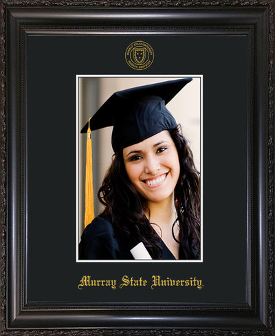 Image of Murray State University 5 x 7 Photo Frame - Vintage Black Scoop - w/Official Embossing of Murray Seal & Name - Single Black mat