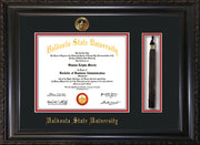 Image of Valdosta State University Diploma Frame - Vintage Black Scoop - w/Embossed Seal & Name - Tassel Holder - Black on Red mats