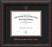 Image of Chicago-Kent College of Law Diploma Frame - Mahogany Braid - w/Embossed CKCL Seal & Name - Black on Red mat