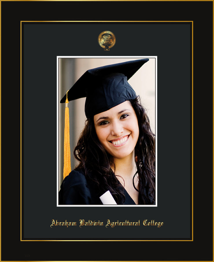 Image of Abraham Baldwin Agricultural College 5 x 7 Photo Frame - Honors Black Satin - w/Official Embossing of ABAC Seal & Name - Single Black mat