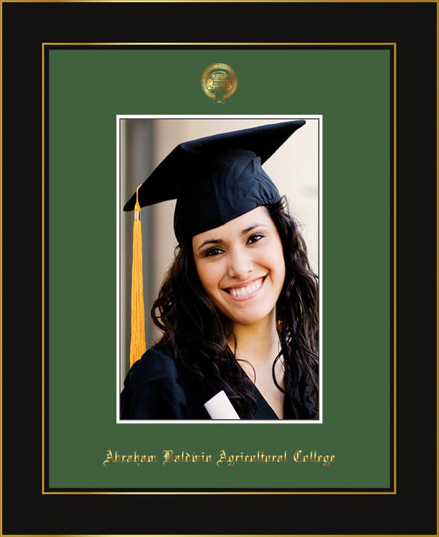Image of Abraham Baldwin Agricultural College 5 x 7 Photo Frame - Honors Black Satin - w/Official Embossing of ABAC Seal & Name - Single Green mat