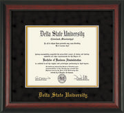 Image of Delta State University Diploma Frame - Rosewood - w/School Name Only - Black Suede on Gold mats