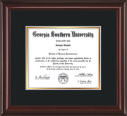Image of Georgia Southern University Diploma Frame - Mahogany Lacquer - w/No Embossing - Black on Gold mat