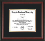 Image of Georgia Southern University Diploma Frame - Rosewood - w/No Embossing - Black on Gold mat