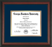 Image of Georgia Southern University Diploma Frame - Rosewood - w/No Embossing - Navy on Gold mat