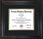 Image of Georgia Southern University Diploma Frame - Vintage Black Scoop - w/No Embossing - Black on Gold mat