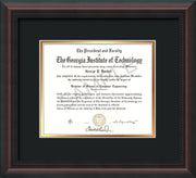 Image of Georgia Tech Diploma Frame - Mahogany Braid - w/No Embossing - Black on Gold mat