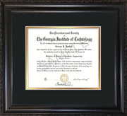 Image of Georgia Tech Diploma Frame - Vintage Black Scoop - w/No Embossing - Black on Gold mat