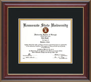 Image of Kennesaw State University Diploma Frame - Cherry Lacquer - w/No Embossing - Black on Gold mat
