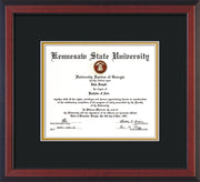 Image of Kennesaw State University Diploma Frame - Cherry Reverse - w/No Embossing - Black on Gold mat