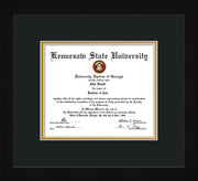 Image of Kennesaw State University Diploma Frame - Flat Matte Black - w/No Embossing - Black on Gold mat