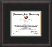 Image of Kennesaw State University Diploma Frame - Mahogany Braid - w/No Embossing - Black on Gold mat