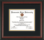 Image of Kennesaw State University Diploma Frame - Rosewood - w/No Embossing - Black on Gold mat