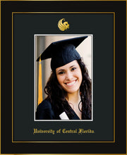 Image of University of Central Florida 5 x 7 Photo Frame - Honors Black Satin - w/Official Embossing of UCF Seal & Name - Single Black mat