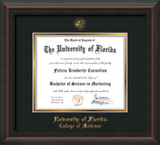 Image of University of Florida Diploma Frame - Mahogany Braid - w/UF Embossed Seal & College of Medicine Name - Black on Gold mat