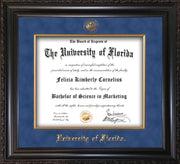 Image of [For all UF Bachelors, Masters, and PhD Degrees diploma size: 11 3/4" x 16” - horizontal. (Approximate overall frame size: 19" x 22”)  Learn more about why our archival materials and UV glass are crucial when framing a diploma. (Product# UF-CL-S-BG) 
