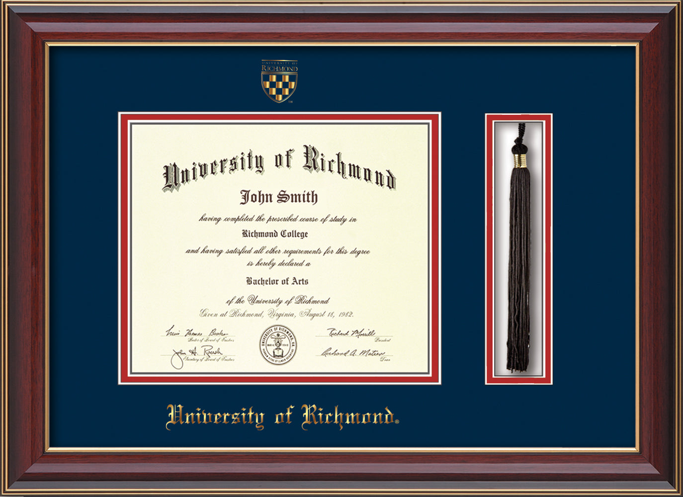 University of Richmond Diploma Frame-Cherry Lacquer-Tassel-Navy