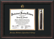 Image of Abraham Baldwin Agricultural College Diploma Frame - Mahogany Braid - w/Embossed ABAC Seal & Name - Tassel Holder - Black on Gold mat