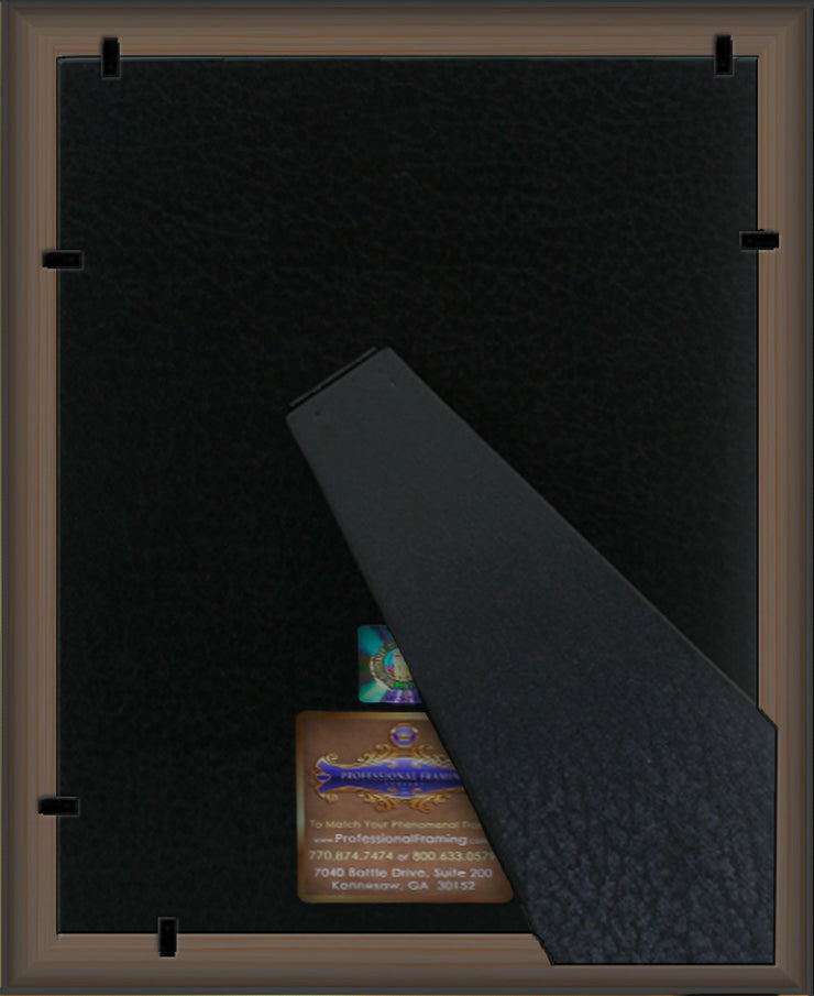 Back View of Holy Cross College 5 x 7 Photo Frame - Mahogany Braid - w/Official Embossing of HCC Seal & Name - Single Black mat