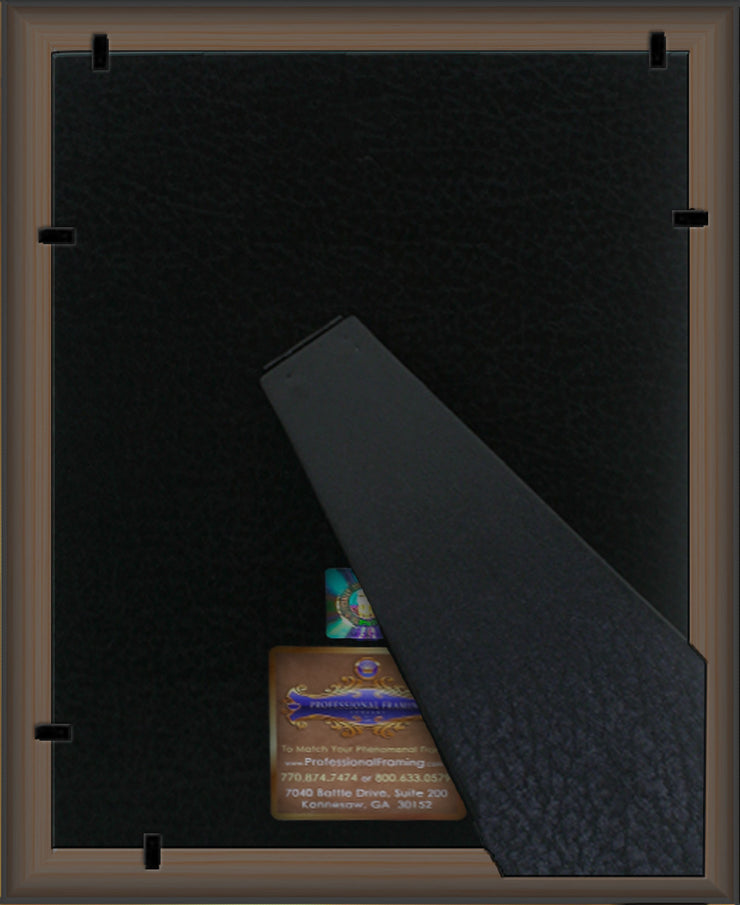 Back View of University of Florida 5 x 7 Photo Frame - Rosewood - w/Official Embossing of UF Seal & Name - Single Black mat