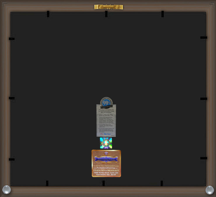 Back of the Morehead State University Diploma Frame - Vintage Black Scoop - w/Laser MSU Logo Cutout - Black on Royal Blue mat