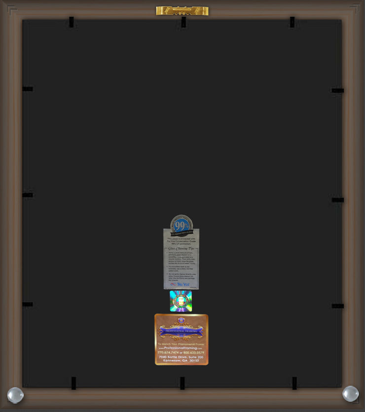 Back View of Auburn University Diploma Frame - Vintage Black Scoop - w/Embossed School Name Only - Campus Collage - Navy on Orange mat