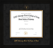 Image of Chicago-Kent College of Law Diploma Frame - Cherry Reverse - w/Embossed CKCL Seal & Name - Museum Glass - Fillet - Black Suede mat