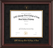 Image of Chicago-Kent College of Law Diploma Frame - Mahogany Lacquer - w/Embossed CKCL Seal & Name - Museum Glass - Fillet - Black mat