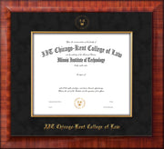 Image of Chicago-Kent College of Law Diploma Frame - Mezzo Gloss - w/Embossed CKCL Seal & Name - Museum Glass - Fillet - Black Suede mat