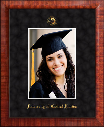 Image of University of Central Florida 5 x 7 Photo Frame - Mezzo Gloss - w/Official Embossing of UCF Seal & Name - Single Black Suede mat