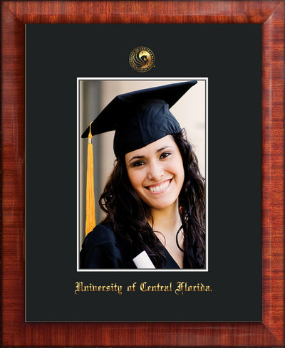 Image of University of Central Florida 5 x 7 Photo Frame - Mezzo Gloss - w/Official Embossing of UCF Seal & Name - Single Black mat