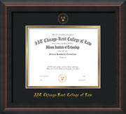 Image of Chicago-Kent College of Law Diploma Frame - Mahogany Braid - w/Embossed CKCL Seal & Name - UV Glass - Black on Gold mat