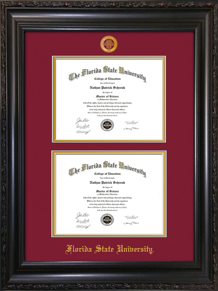 FSU Diploma FrameVintage Scoopw/FSU Seal Dbl Diploma