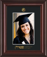 Image of Georgia Tech 5 x 7 Photo Frame - Mahogany Lacquer - w/Official Embossing of GT Seal & Wordmark - Single Black mat