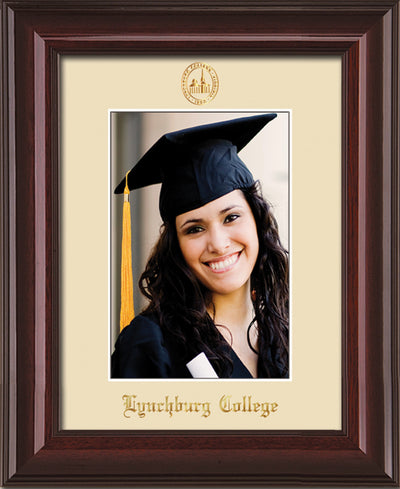 Image of Lynchburg College 5 x 7 Photo Frame - Mahogany Lacquer - w/Official Embossing of LC Seal & Name - Single Cream mat