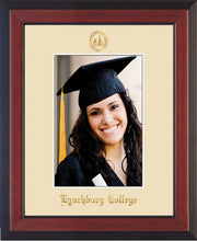 Image of Lynchburg College 5 x 7 Photo Frame - Cherry Reverse - w/Official Embossing of LC Seal & Name - Single Cream mat