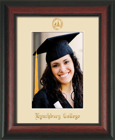 Image of Lynchburg College 5 x 7 Photo Frame - Rosewood - w/Official Embossing of LC Seal & Name - Single Cream mat
