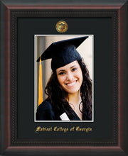 Image of Medical College of Georgia 5 x 7 Photo Frame - Mahogany Braid - w/Official Embossing of MCG Seal & Name - Single Black mat