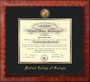 Image of Medical College of Georgia Diploma Frame - Mezzo Gloss - w/24k Gold-Plated Medallion - Black on Gold mat