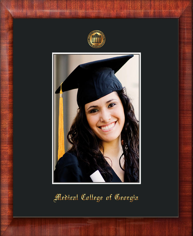 Image of Medical College of Georgia 5 x 7 Photo Frame - Mezzo Gloss - w/Official Embossing of MCG Seal & Name - Single Black mat