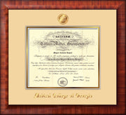 Image of Medical College of Georgia Diploma Frame - Mezzo Gloss - w/Embossed MCG Seal & Name - Cream on Gold mat