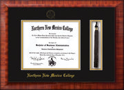 Northern New Mexico College Diploma Frame - Mezzo Gloss - w/Embossed NNMC Seal & Name - Tassel Holder - Black on Gold mat