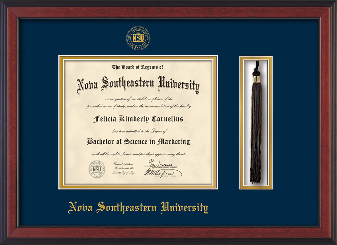 コレクション diploma Nova Southeastern U Diploma Frame-Cherry Reverse-w/Tassel-Navy on