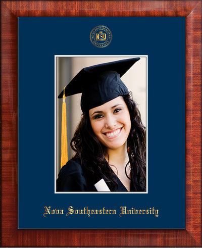 Image of Nova Southeastern University 5 x 7 Photo Frame - Mezzo Gloss - w/Official Embossing of NSU Seal & Name - Single Navy mat