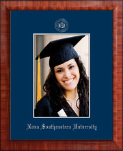 Image of Nova Southeastern University 5 x 7 Photo Frame - Mezzo Gloss - w/Official Silver Embossing of NSU Seal & Name - Single Navy mat